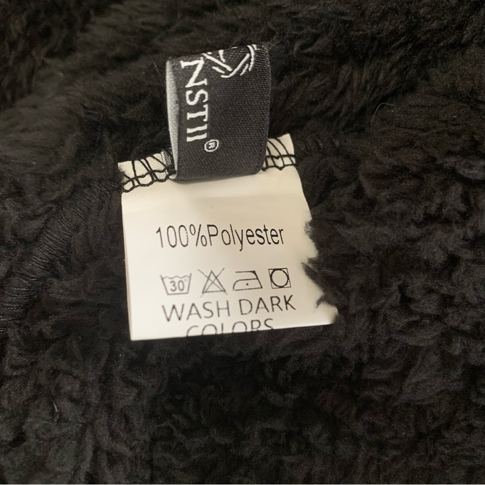 LEOPARD Print & Black Faux Fur Plush Sherpa Hoodie Sweatshirt Women’s Size Large - Picture 9 of 10